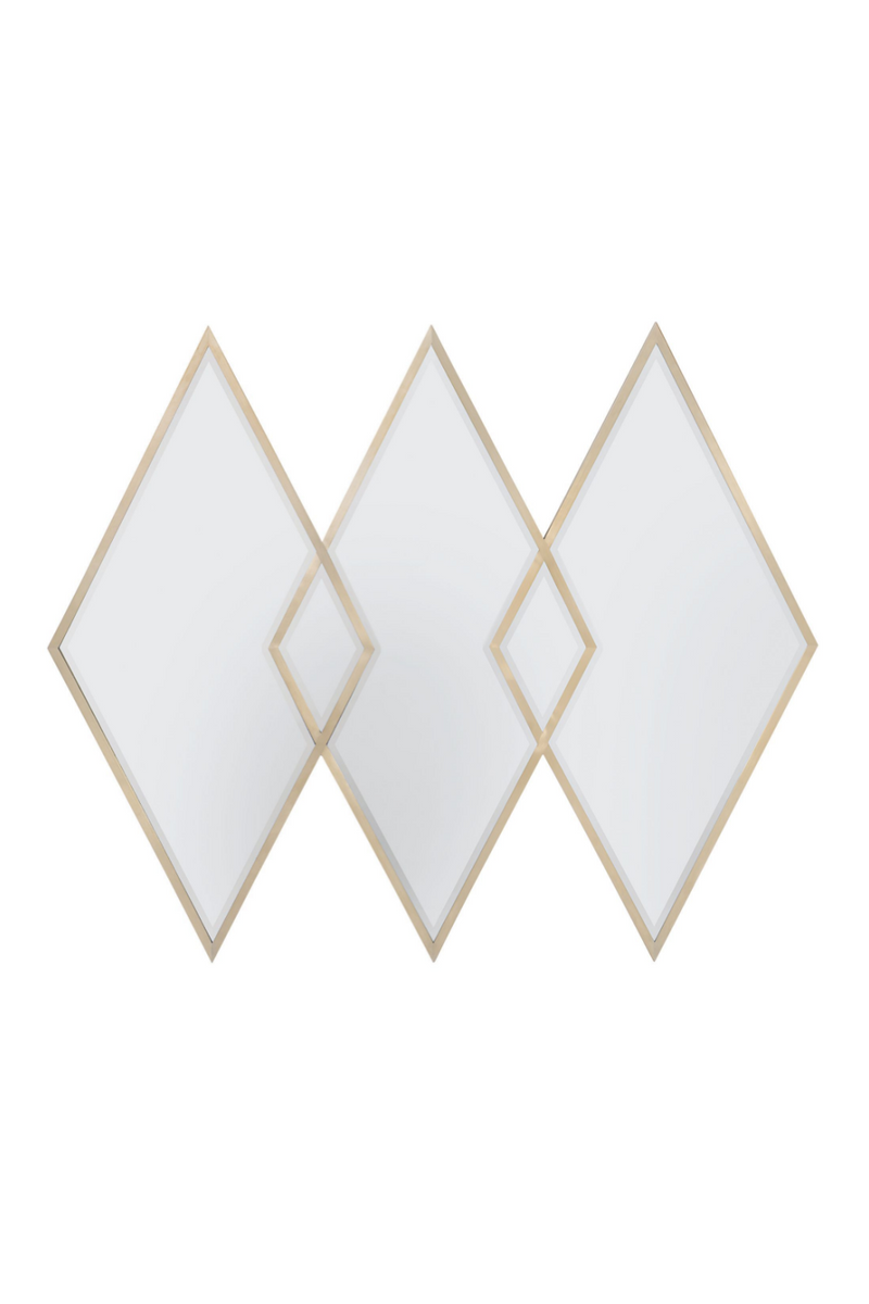 Miroir losangulaire doré (lot de 3) | Caracole Diamonds | Meubleluxe.fr