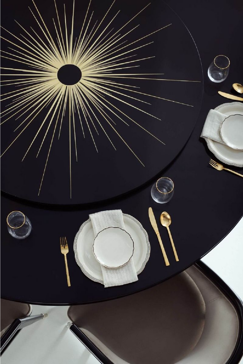 Table de salle à manger ronde en ébène satiné | Caracole Eclipse S | Meubleluxe.fr