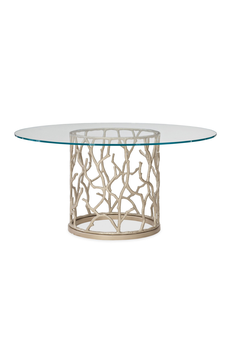 Table de salle à manger ronde en verre métallique | Caracole Reef L | Meubleluxe.fr