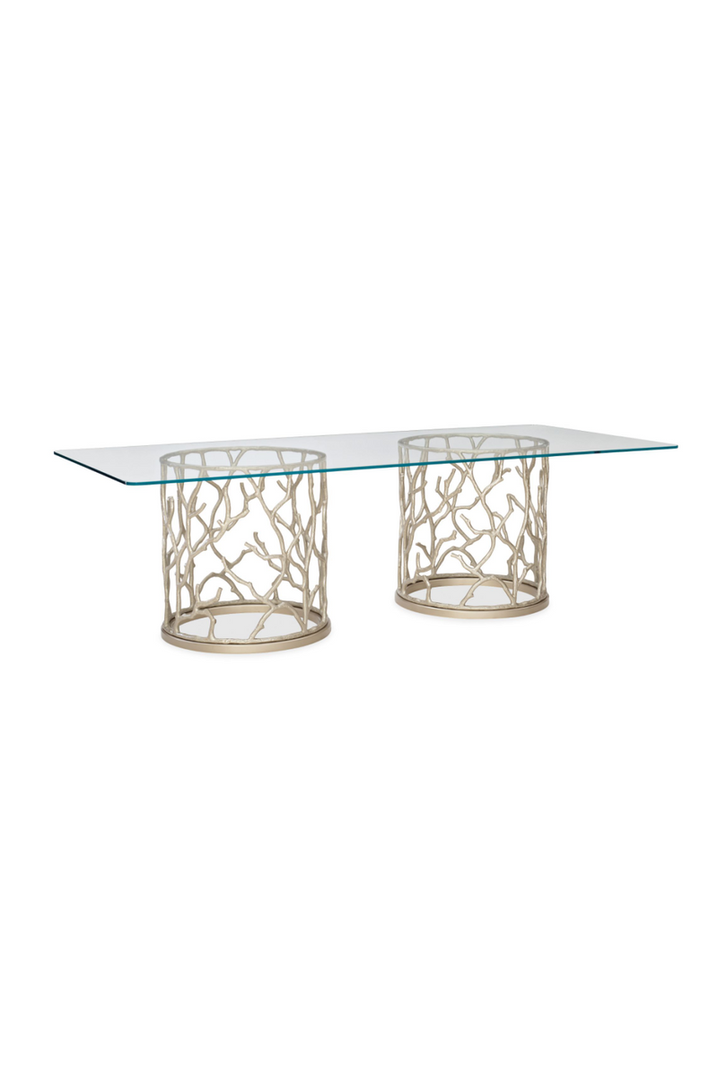 Table de salle à manger rectangulaire en verre métallique | Caracole Reef | Meubleluxe.fr