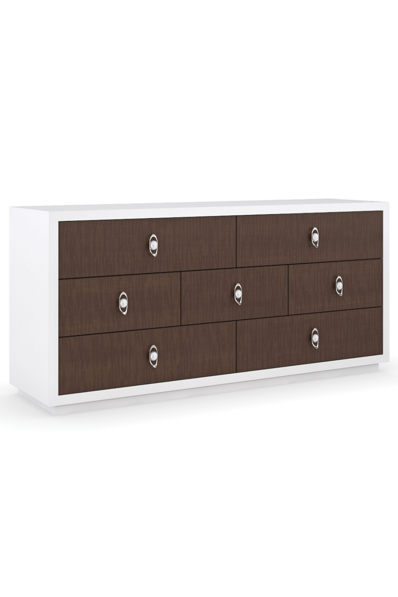 Commode 7 tiroirs en bois blanc et brun | Caracole Contrary | Meubleluxe.fr