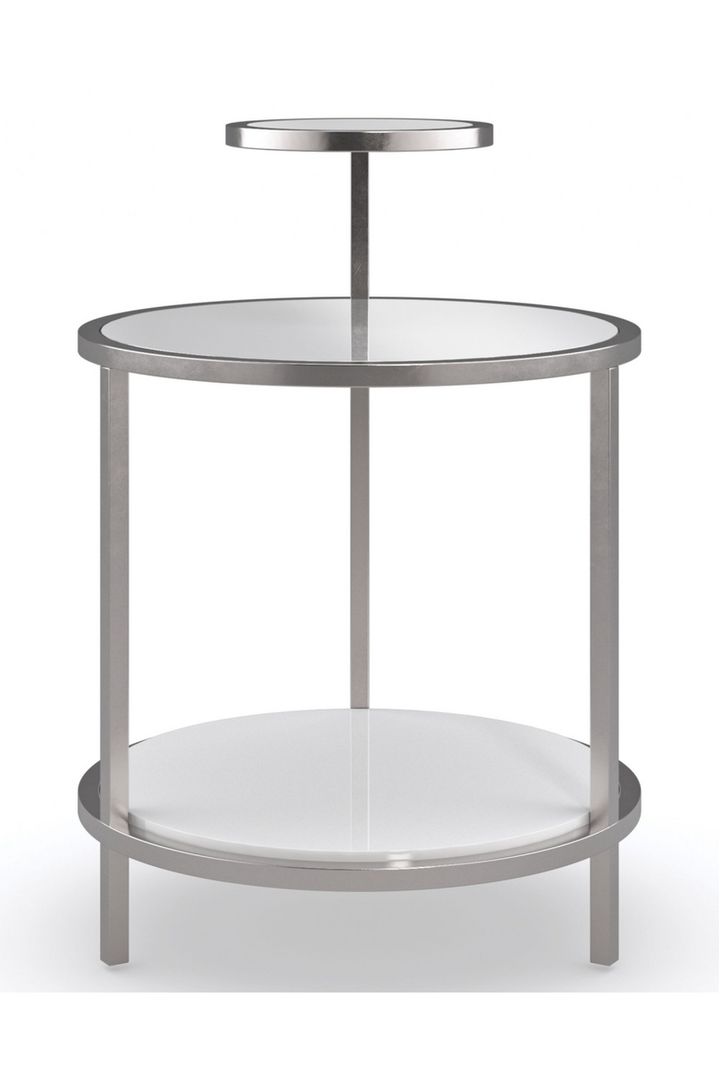 Table d'appoint nickelée en verre | Caracole Over Sight | Meubleluxe.fr