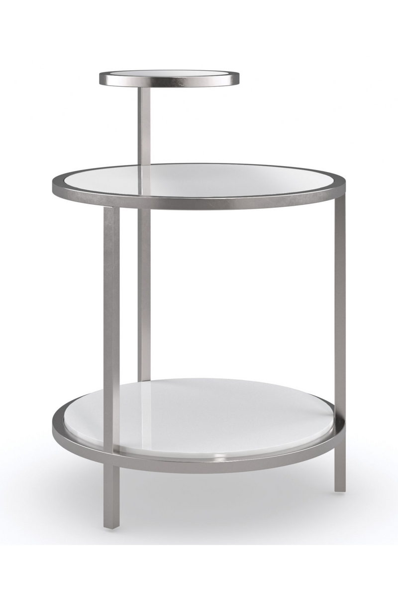 Table d'appoint nickelée en verre | Caracole Over Sight | Meubleluxe.fr