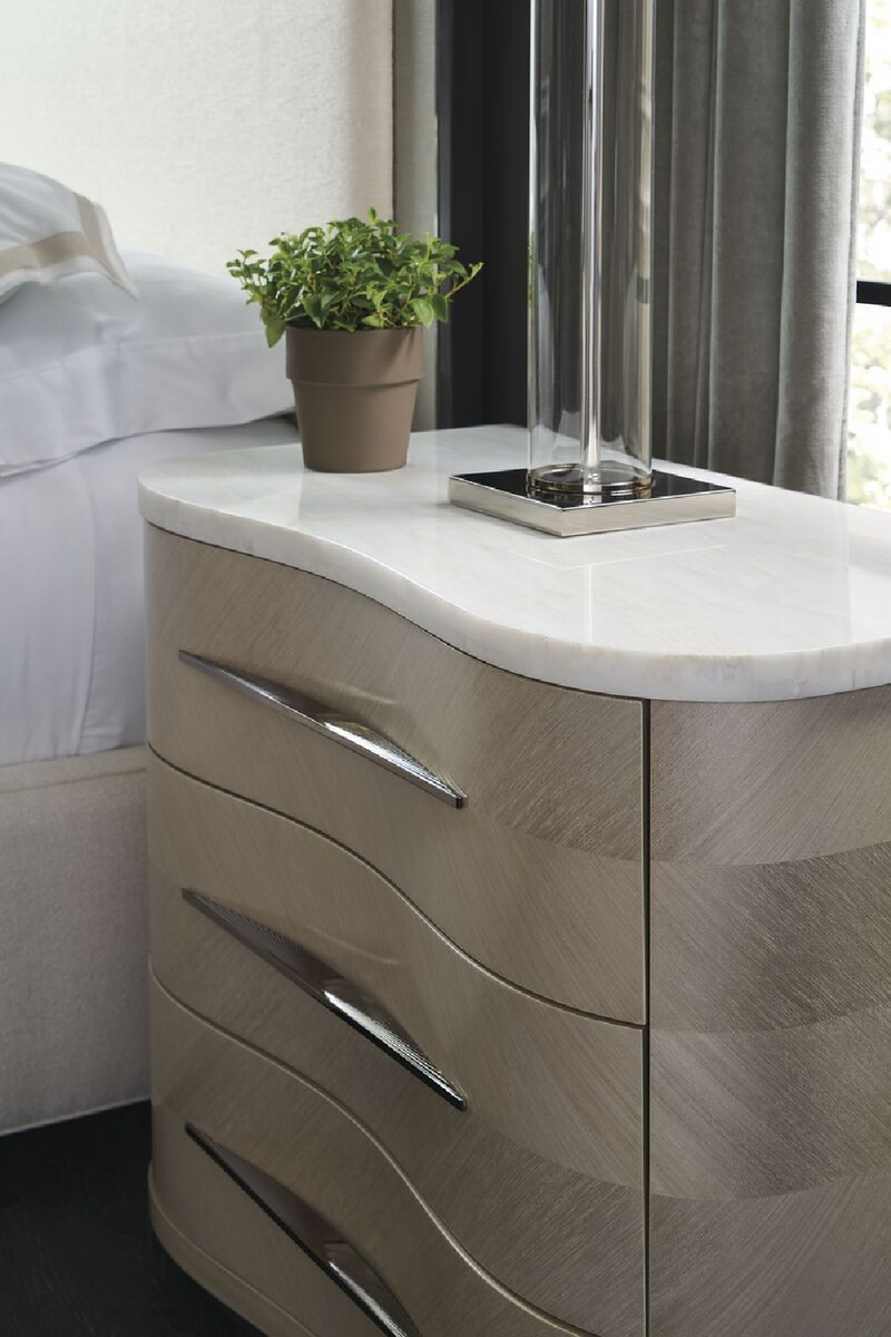 Table de chevet en bois et marbre blanc | Caracole Nomadic | Meubleluxe.fr