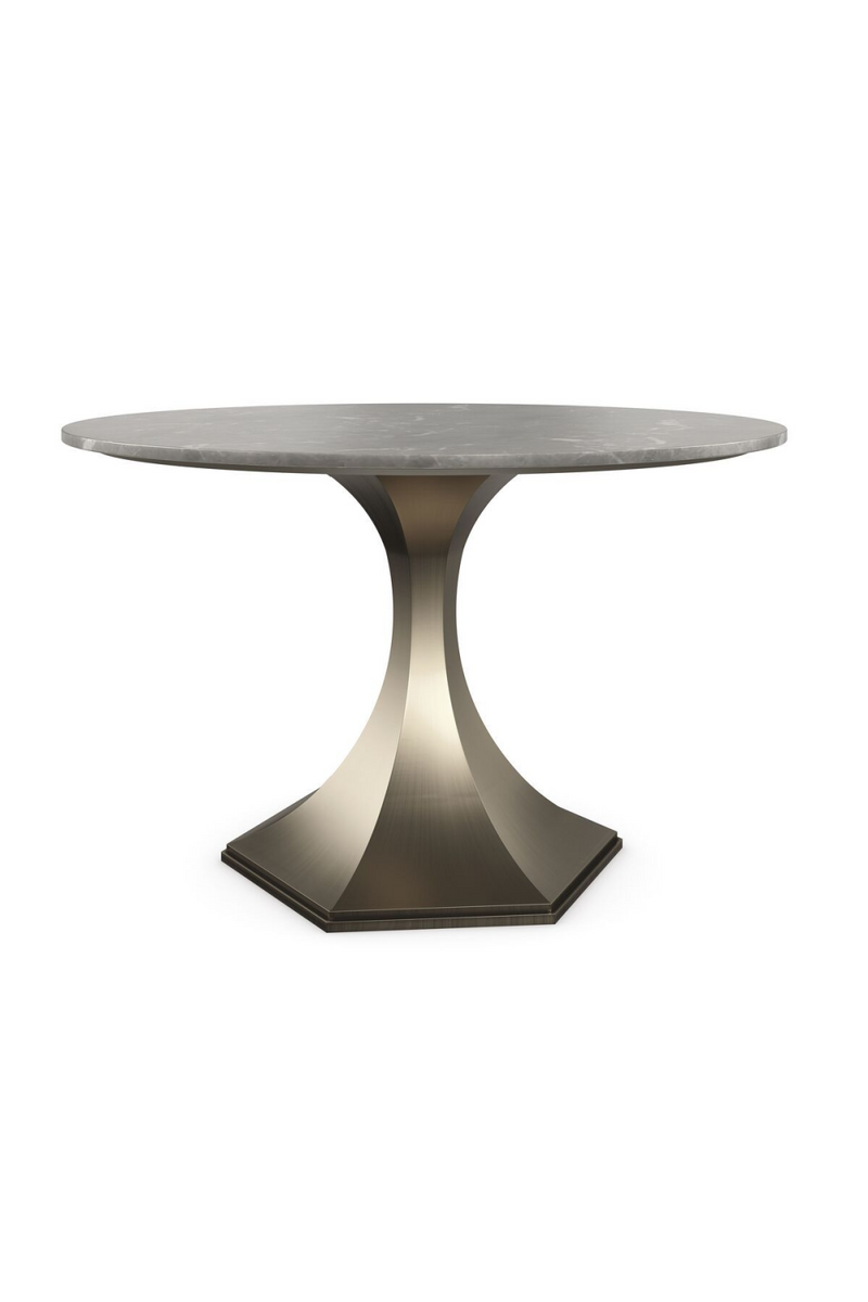 Table de salle à manger en laiton et marbre gris | Caracole Brass | Meubleluxe.fr