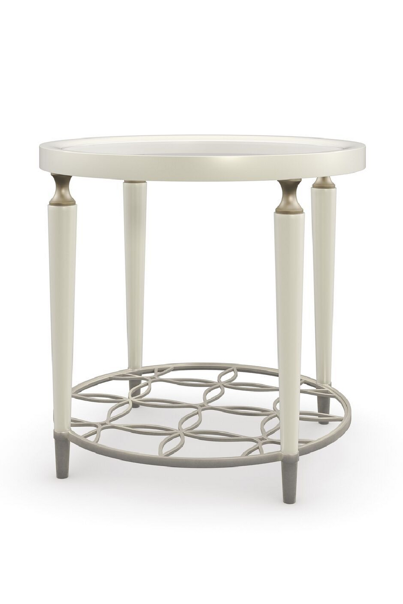 Table d'appoint en verre et bois crème | Caracole So Charming | Meubleluxe.fr