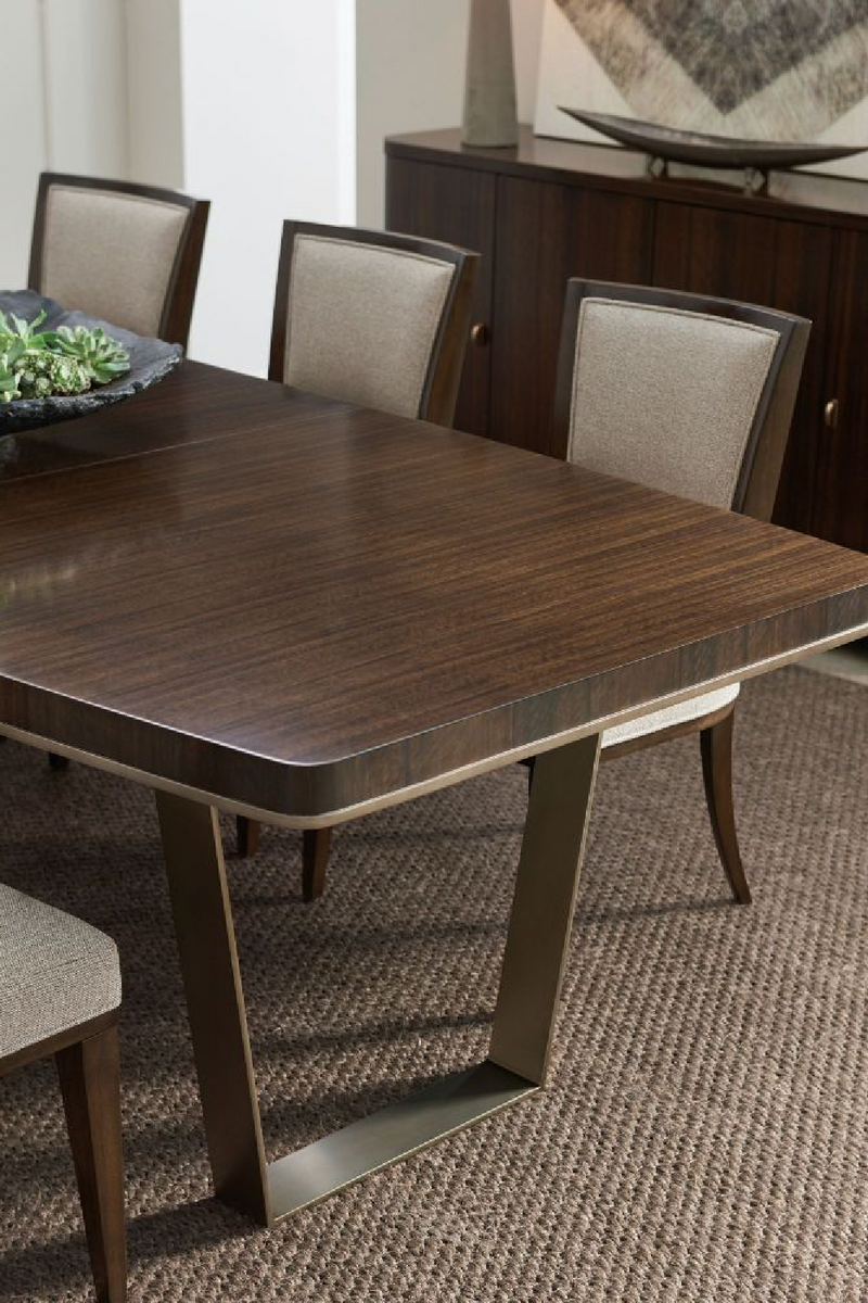 Table de salle à manger extensible en bois d'eucalyptus fumé | Caracole Streamline  | Meubleluxe.fr