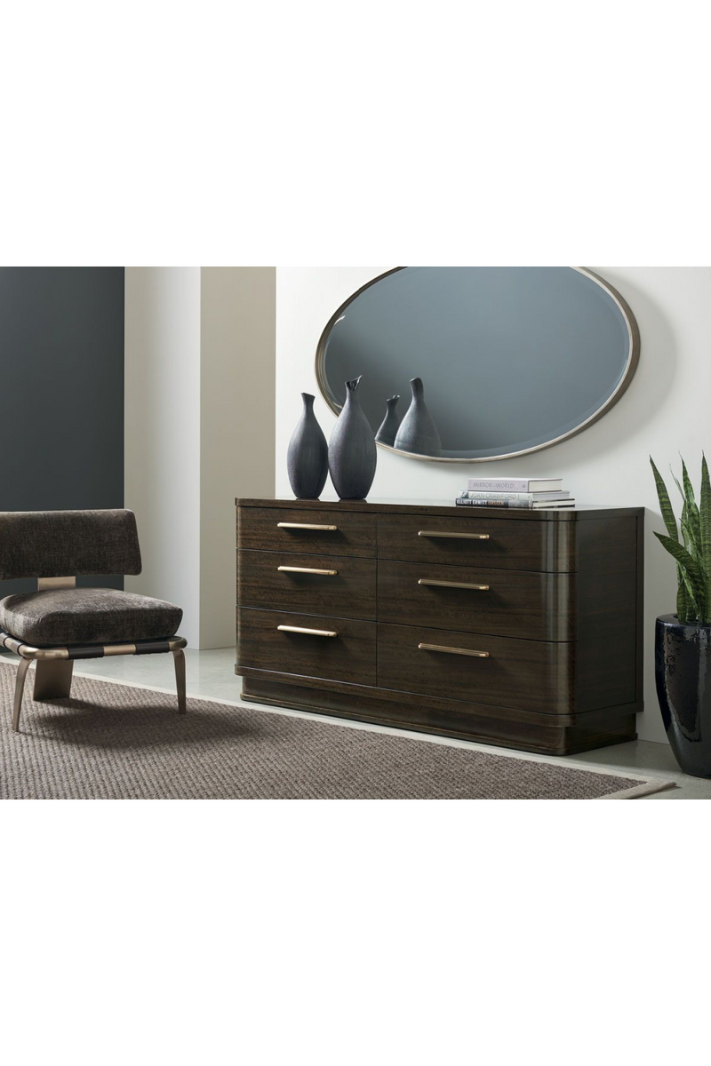 Miroir oval en bronze fumé | Caracole Streamline | Meubleluxe.fr