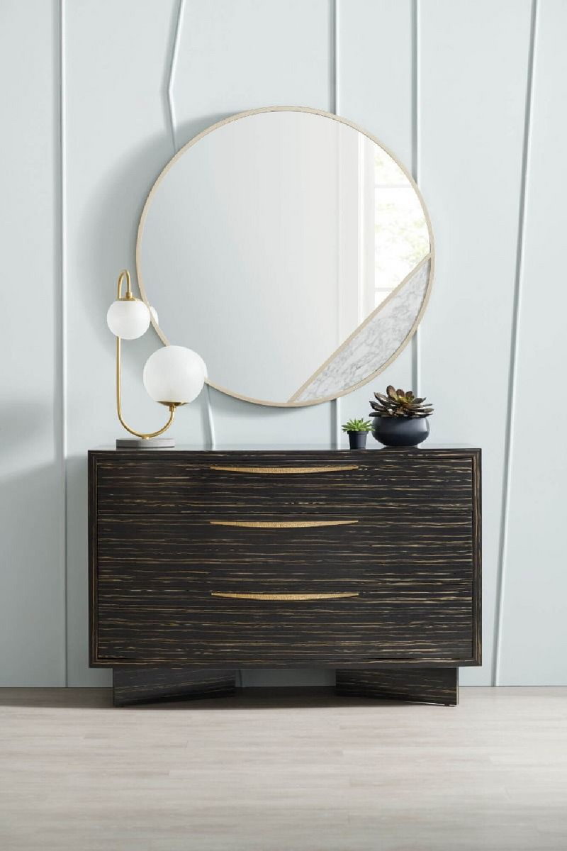 Miroir circulaire en laiton et marbre blanc | Caracole Edge | Meubleluxe.fr