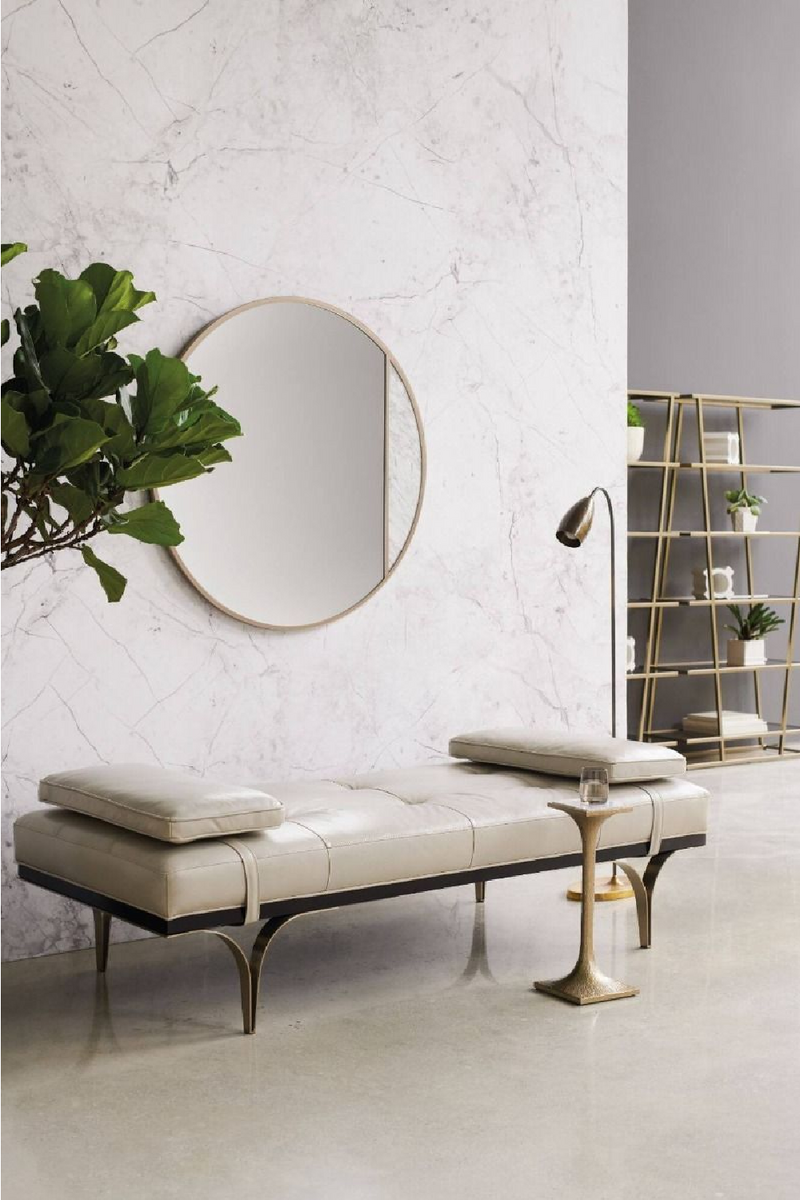 Miroir circulaire en laiton et marbre blanc | Caracole Edge | Meubleluxe.fr
