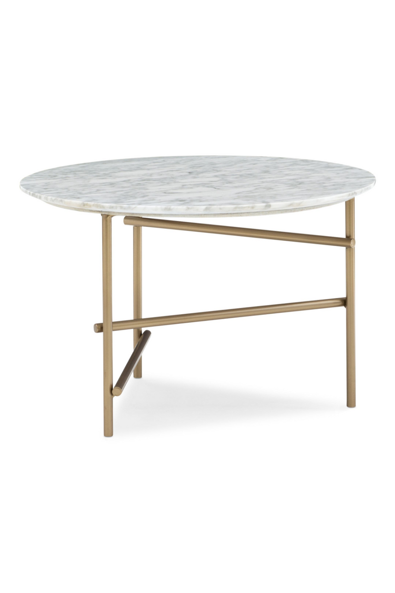 Table basse en laiton et marbre blanc | Caracole Concentric | Meubleluxe.fr