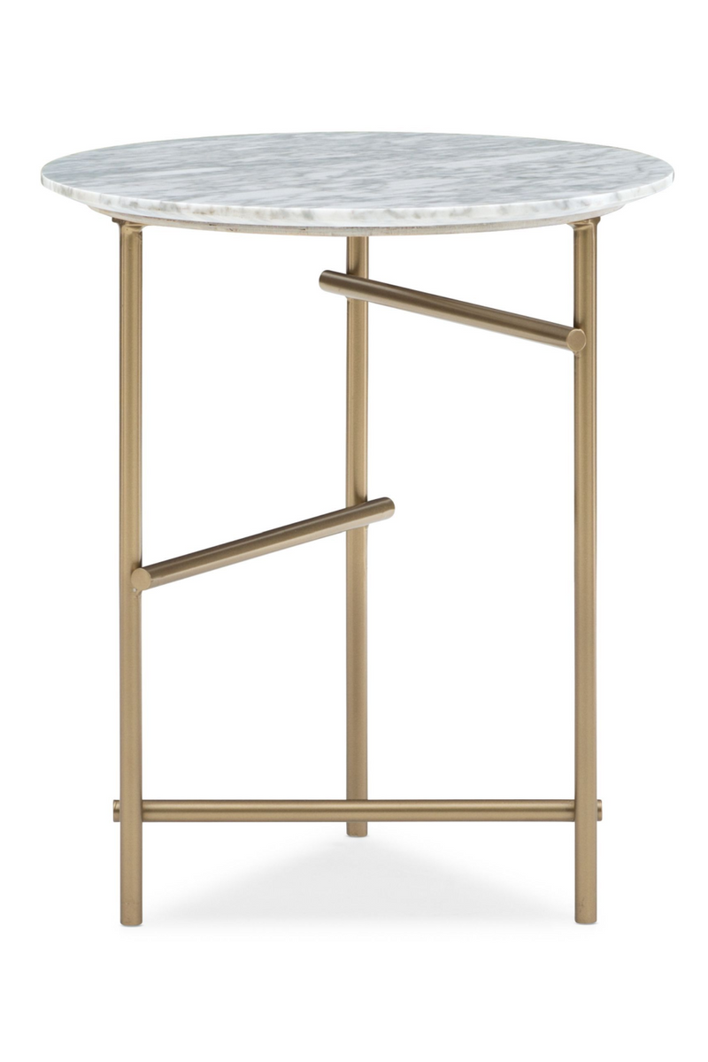 Table d'appoint en laiton et marbre blanc | Caracole Concentric | Meubleluxe.fr