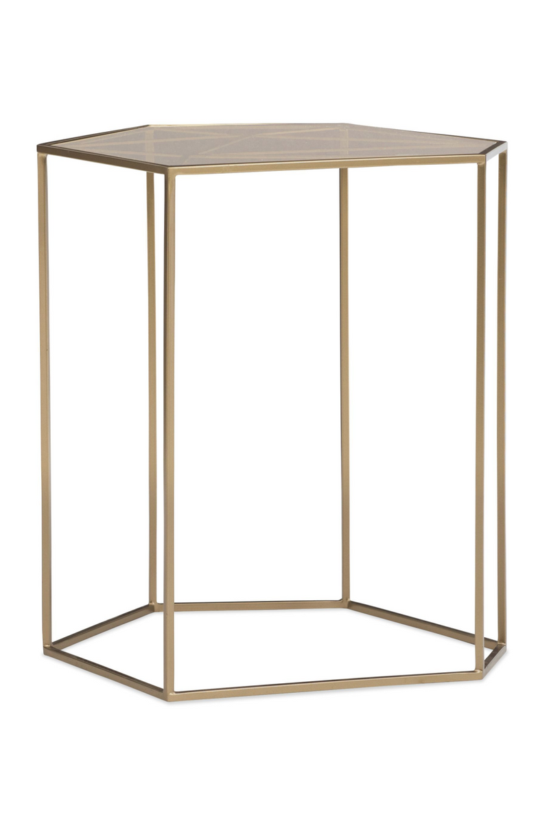 Table d'appoint en laiton et verre teinté marron | Caracole Vector | Meubleluxe.fr