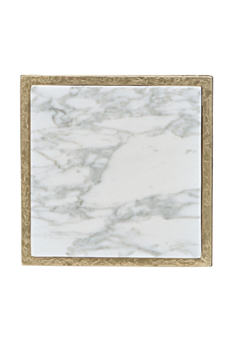 Table d'appoint en laiton et marbre blanc | Caracole Vector | Meubleluxe.fr