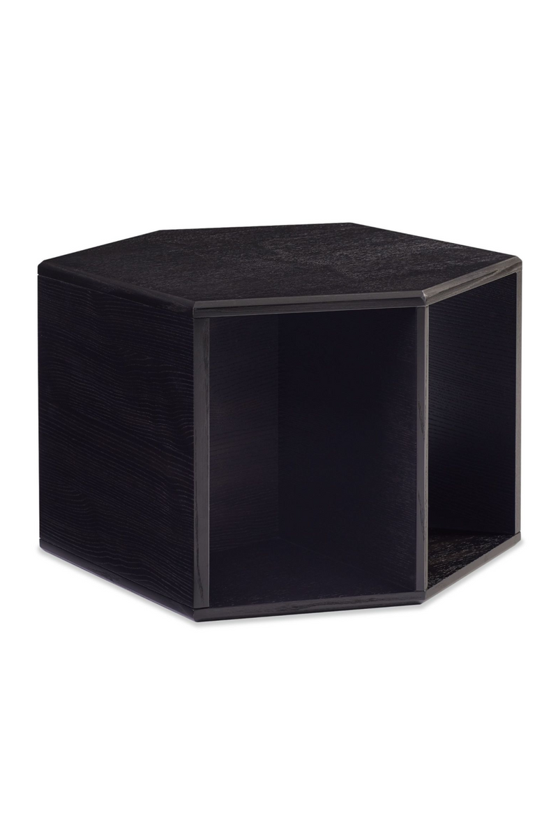 Table basse en bois de frêne noir | Caracole ReMix Hexagon | Meubleluxe.fr