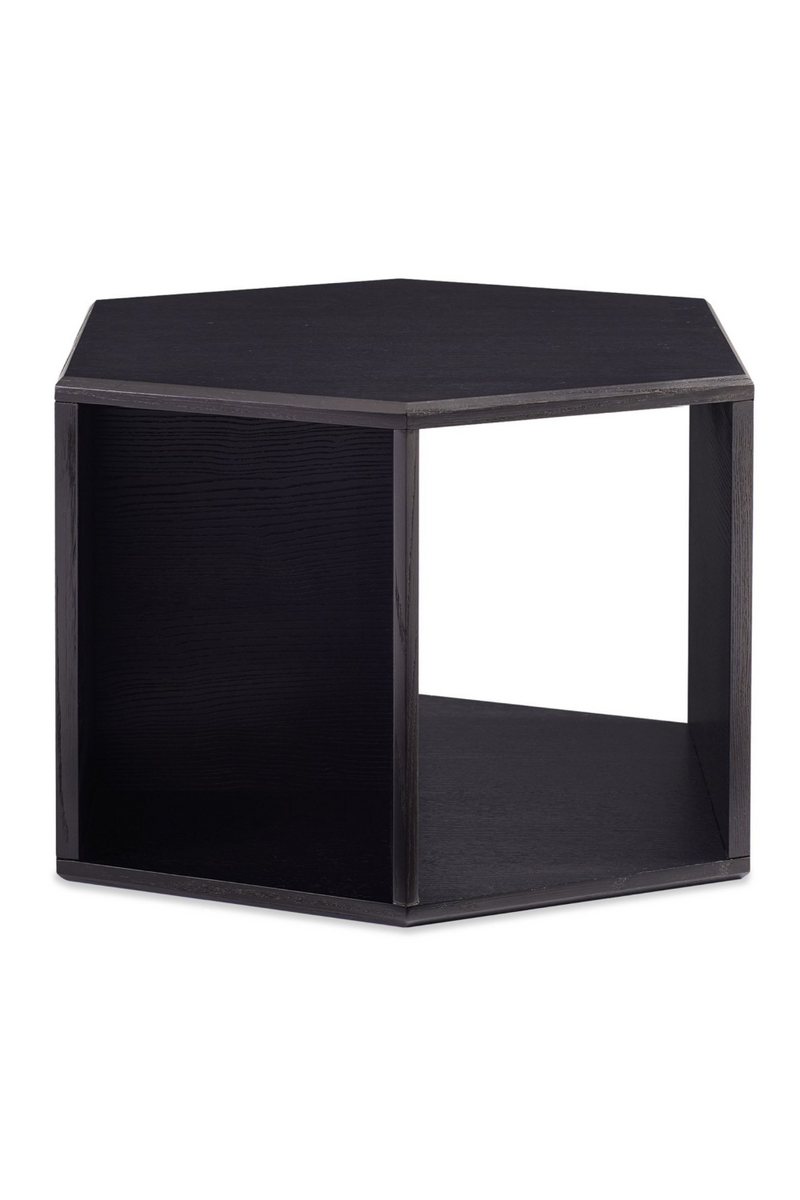 Table basse en bois de frêne noir | Caracole ReMix Hexagon | Meubleluxe.fr