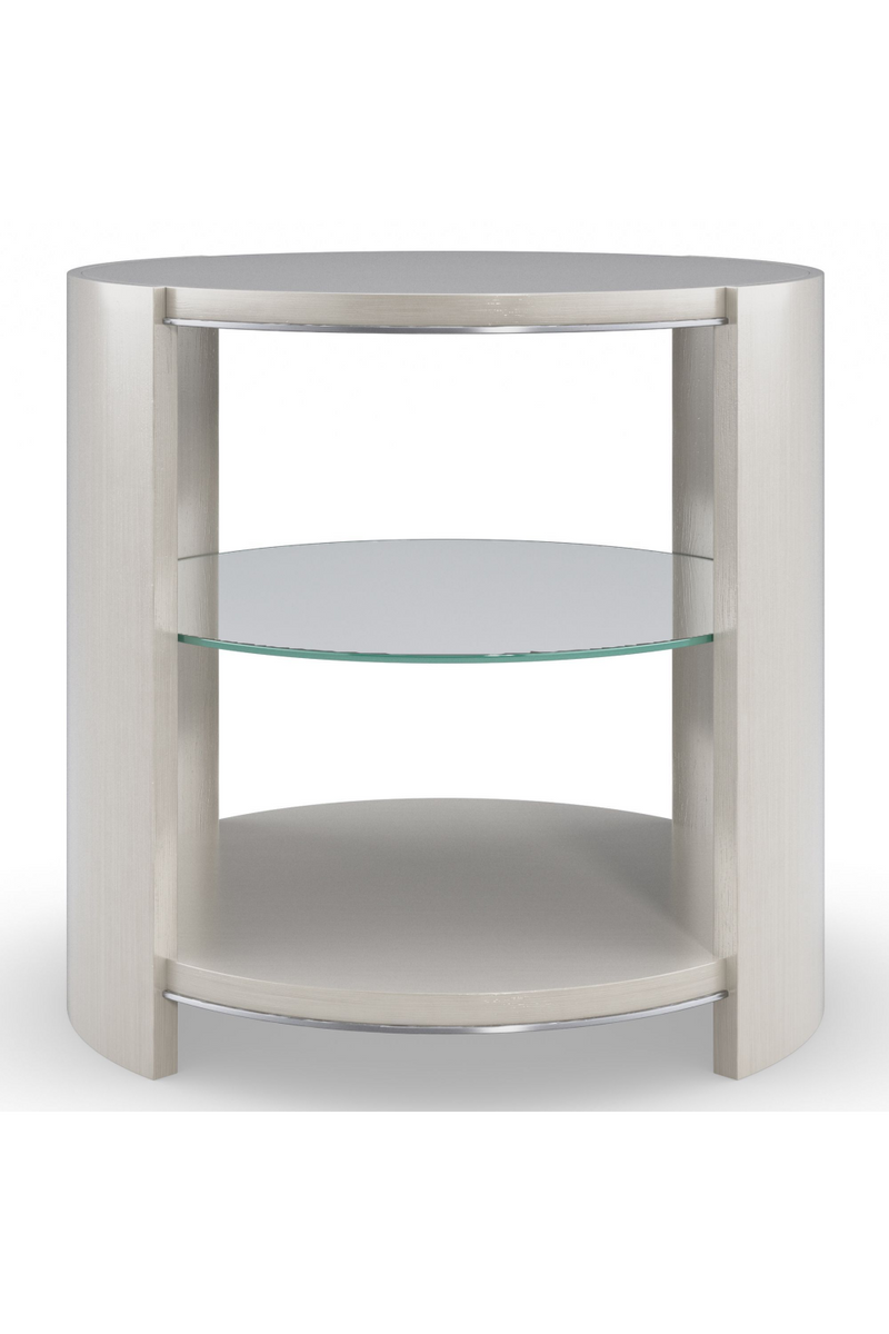 Table d'appoint ovale en bois taupe argenté | Caracole Da Vita | Meubleluxe.fr