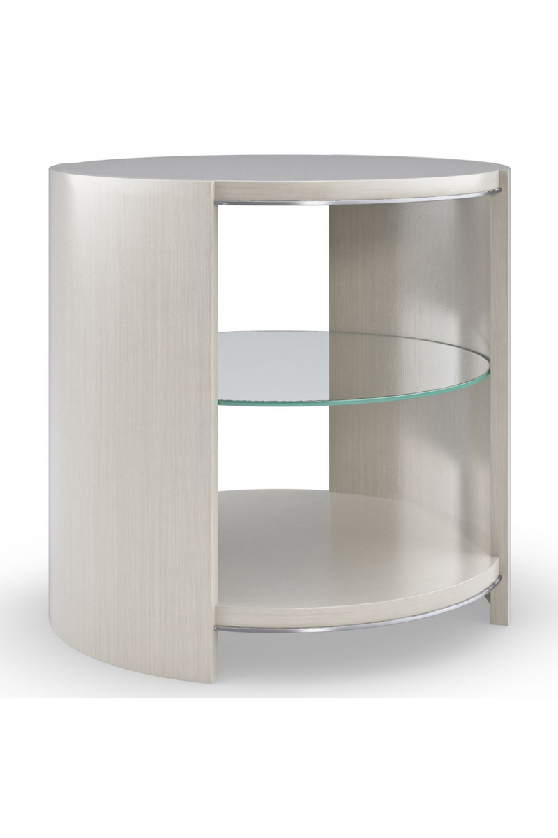 Table d'appoint ovale en bois taupe argenté | Caracole Da Vita | Meubleluxe.fr