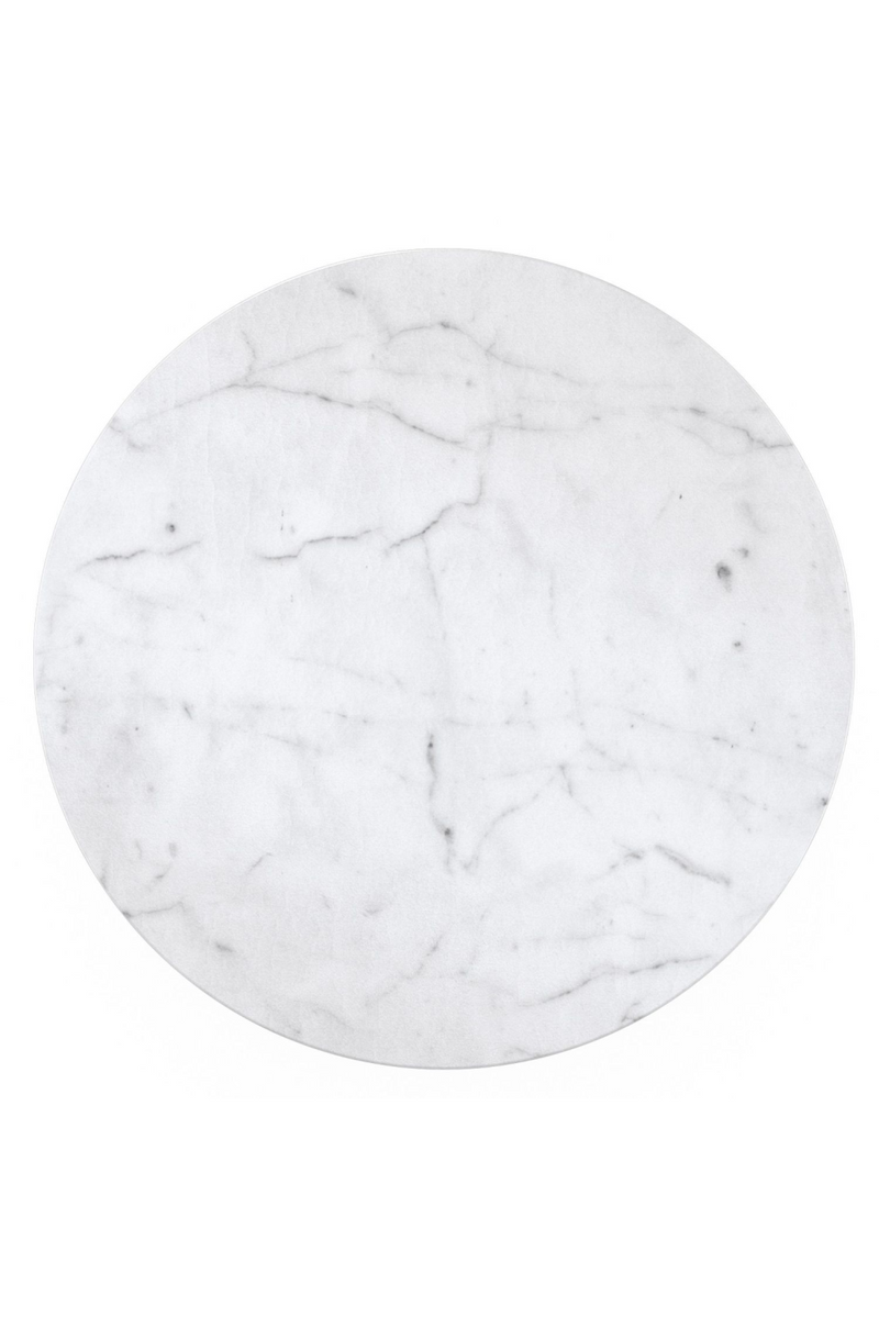 Table d'appoint nickelée en marbre blanc | Caracole La Moda L | Meubleluxe.fr