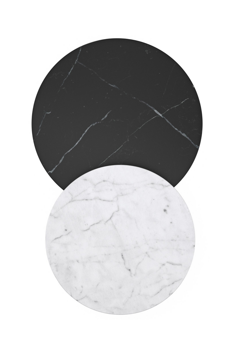 Table d'appoint nickelée en marbre noir | Caracole La Moda S | Meubleluxe.fr