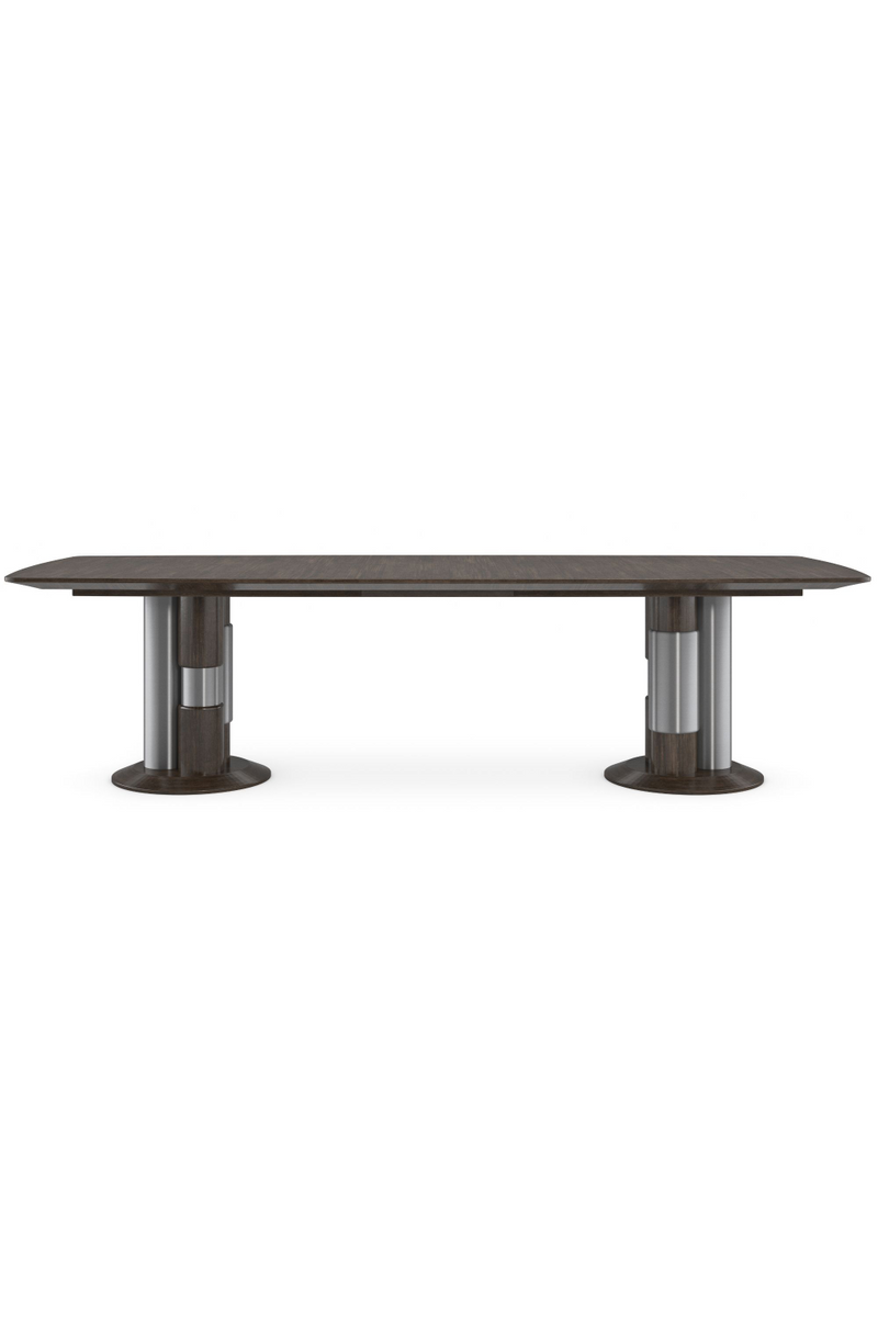 Table de salle à manger extensible nickelée en bois | Caracole La Moda | Meubleluxe.fr