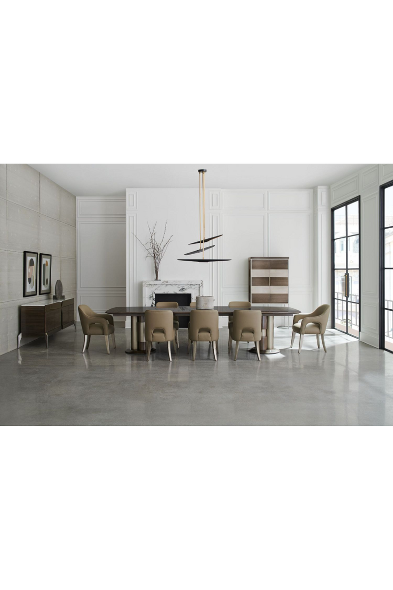 Table de salle à manger extensible nickelée en bois | Caracole La Moda | Meubleluxe.fr