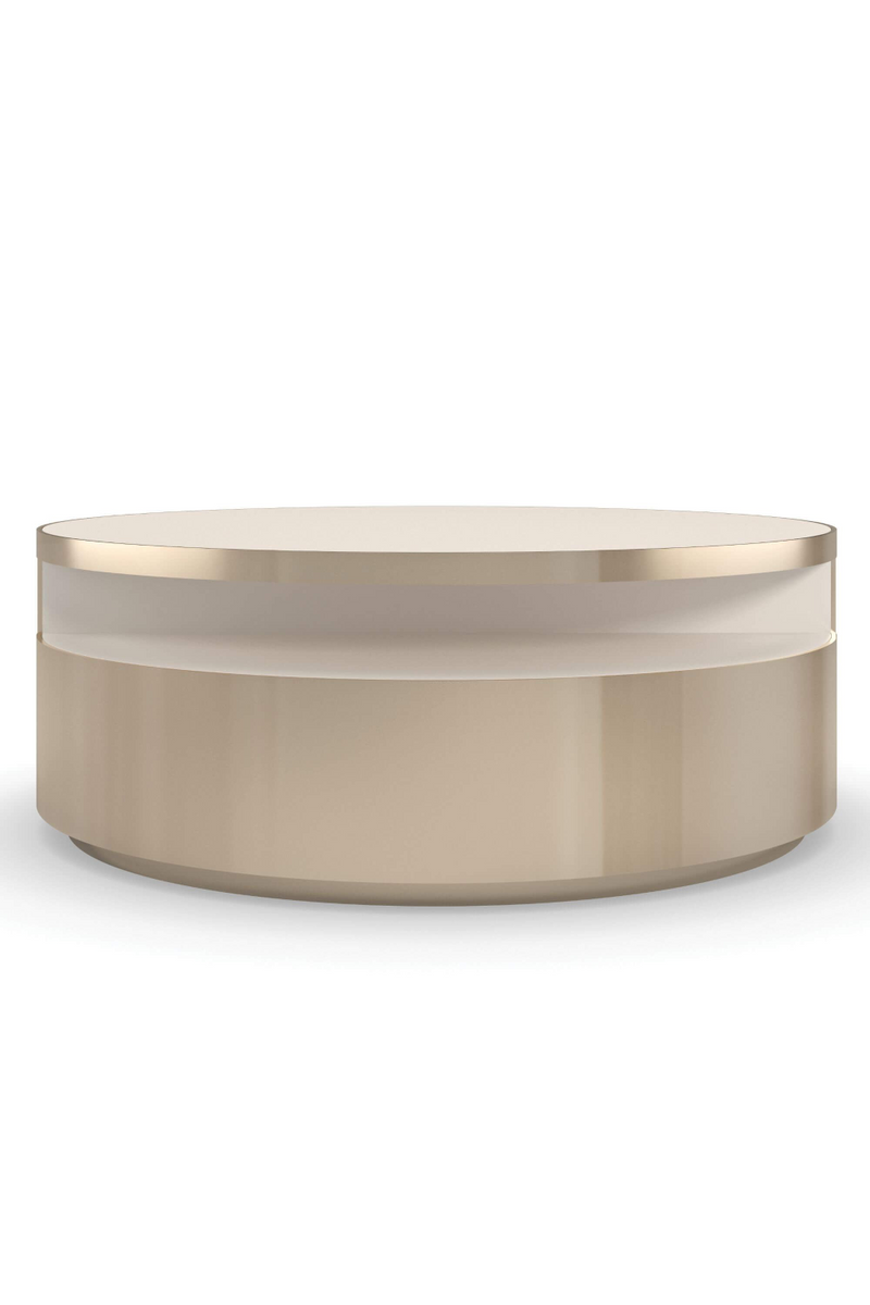 Table basse en métal doré et pierre crème | Caracole Turn | Meubleluxe.fr