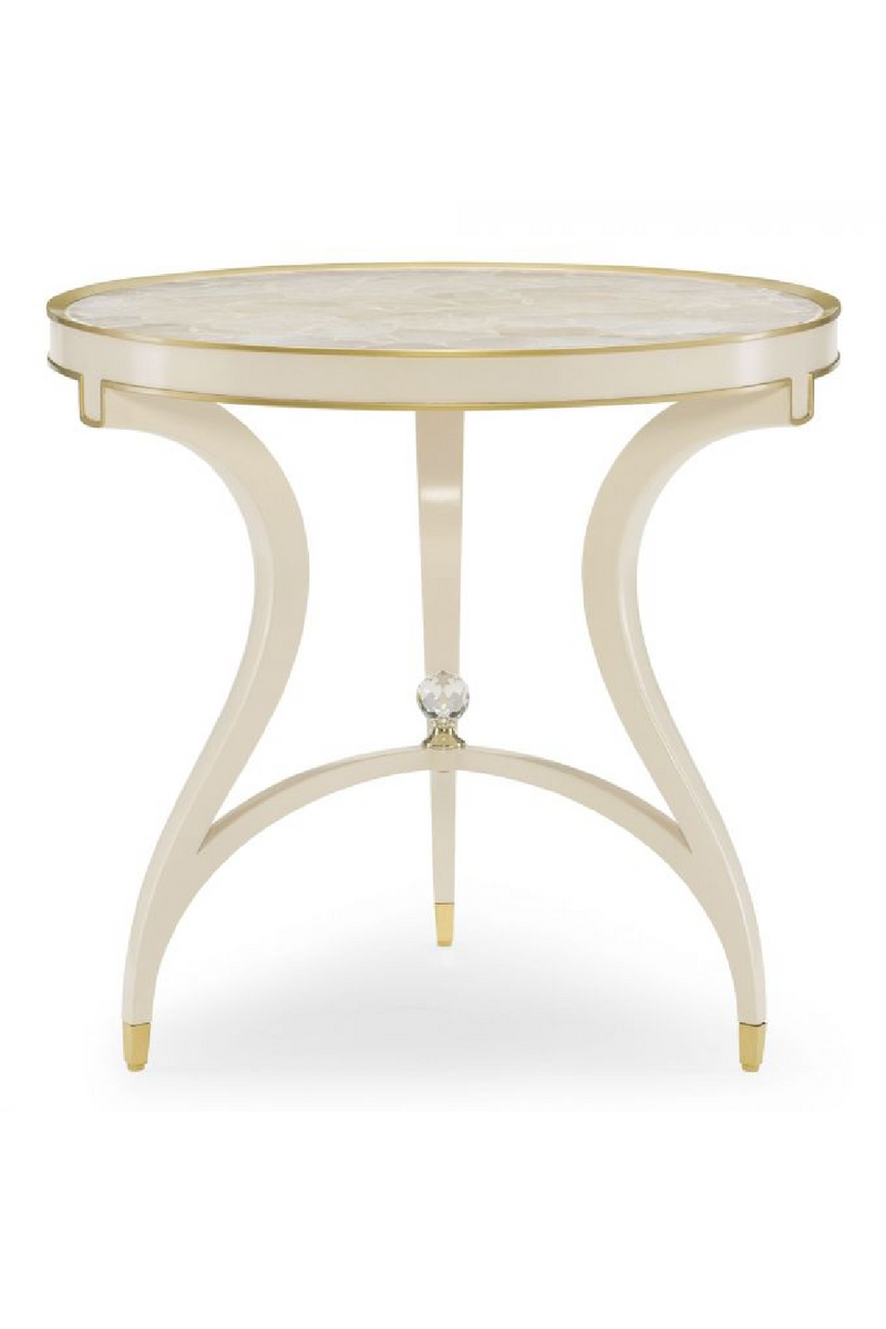 Table d'appoint en bois et pierre de cristal blanc | Caracole Ladies | Meubleluxe.fr