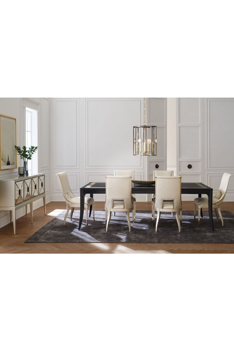 Table de salle à manger extensible en bois d'ébène satiné | Meubleluxe.fr