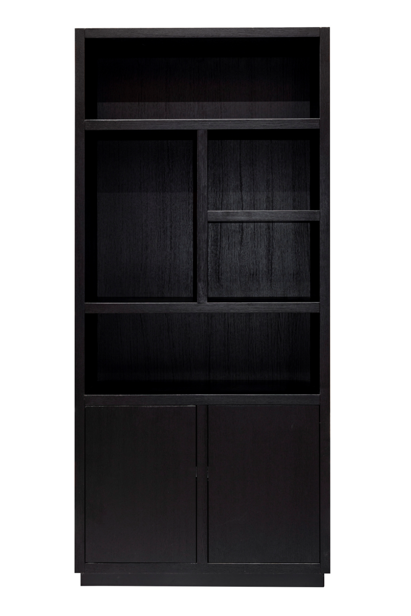 Bibliothèque à 2 portes en bois noir | Richmond Oakura | Meubleluxe.fr