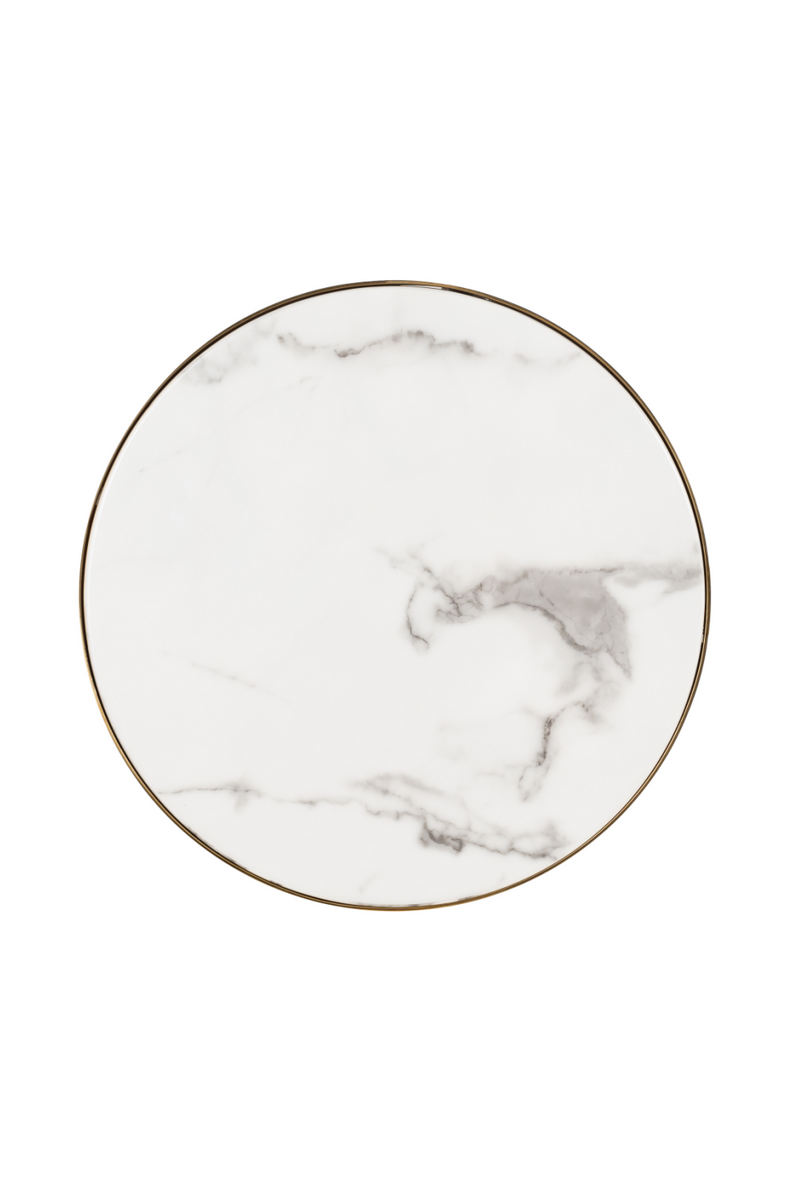 Table d'appoint en laiton et marbre blanc | Richmond Odin | Meubleluxe.fr
