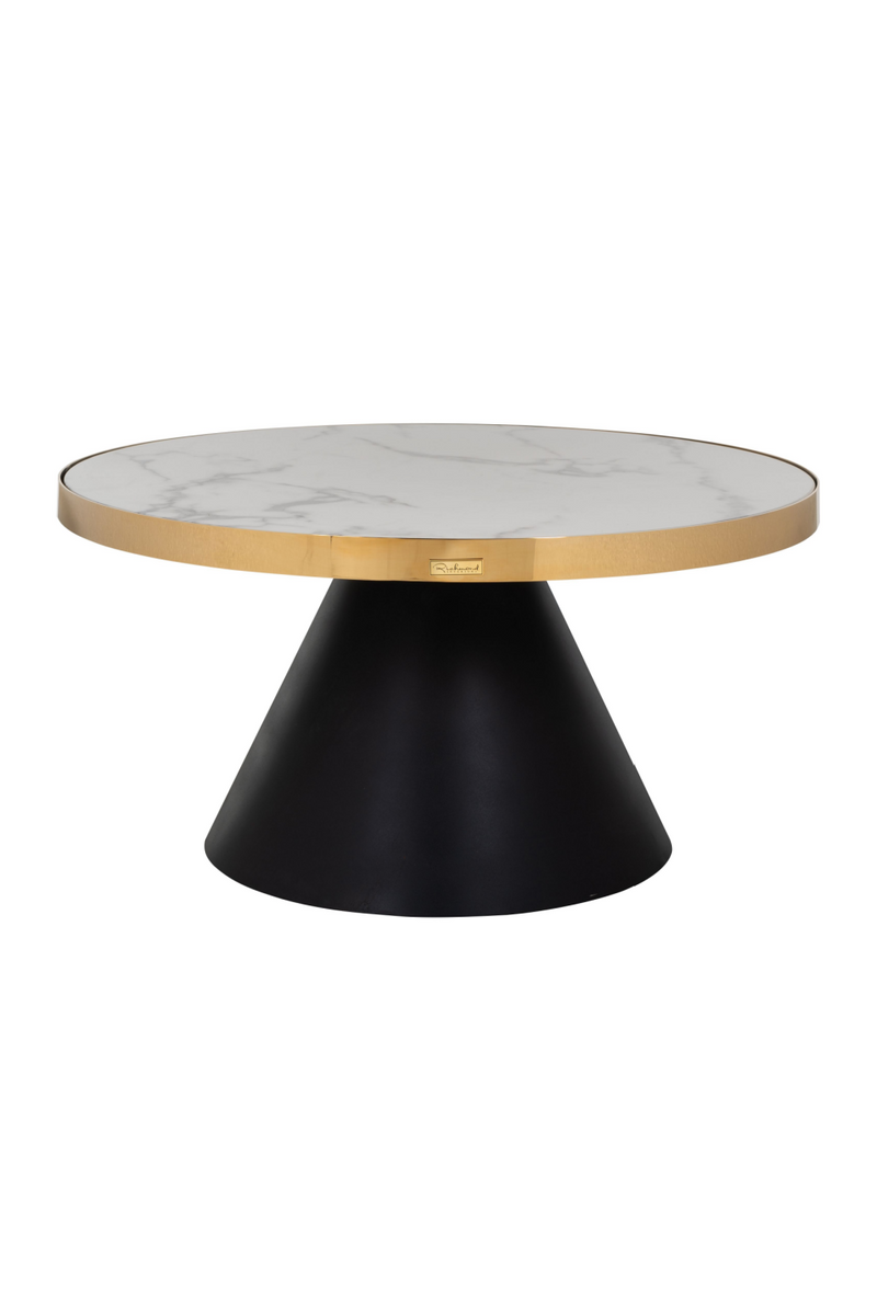 Table basse en laiton et marbre blanc | Richmond Odin | Meubleluxe.fr