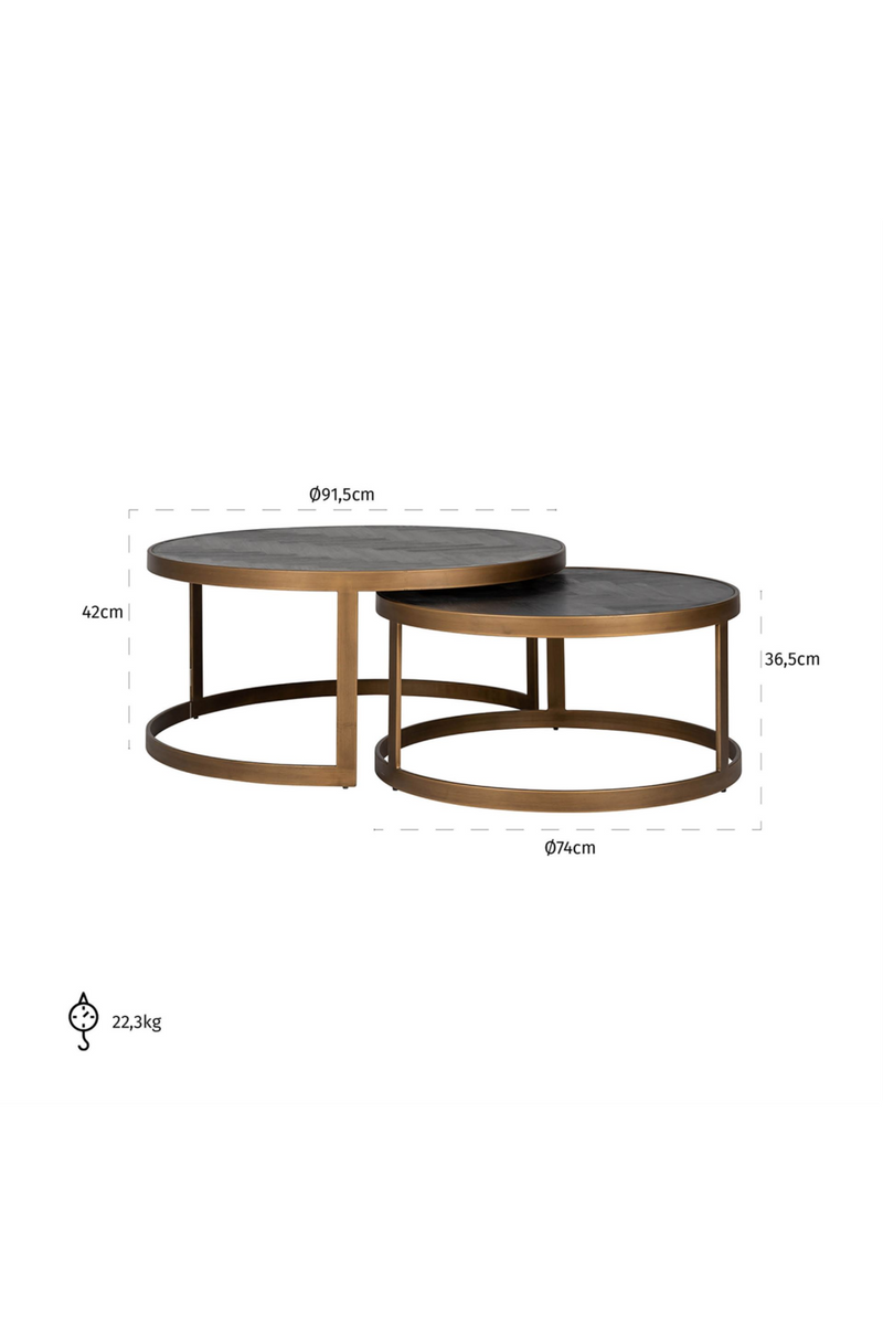 Table basse gigogne en chêne et laiton | Richmond Blackbone | Meubleluxe.fr
