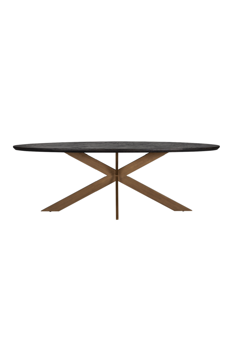 Table de salle à manger ovale en chêne et laiton 230 cm | Richmond Blackbone | Meubleluxe.fr