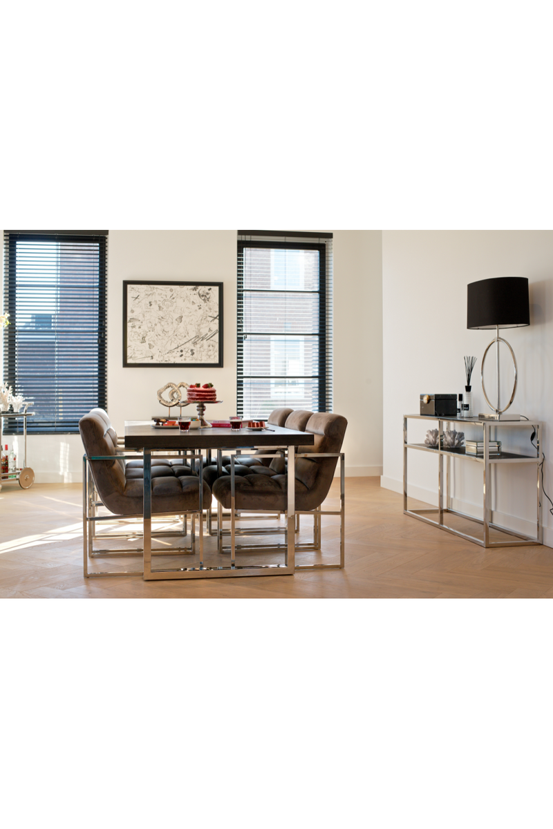 Table de salle à manger rectangulaire argentée en chêne 220 cm | Richmond Blackbone | Meubleluxe.fr