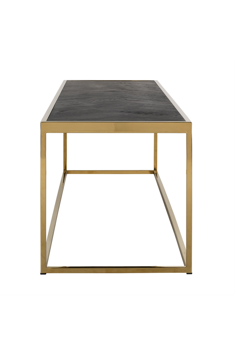 Table basse rectangulaire en bois et laiton | Richmond Blackbone | Meubleluxe.fr