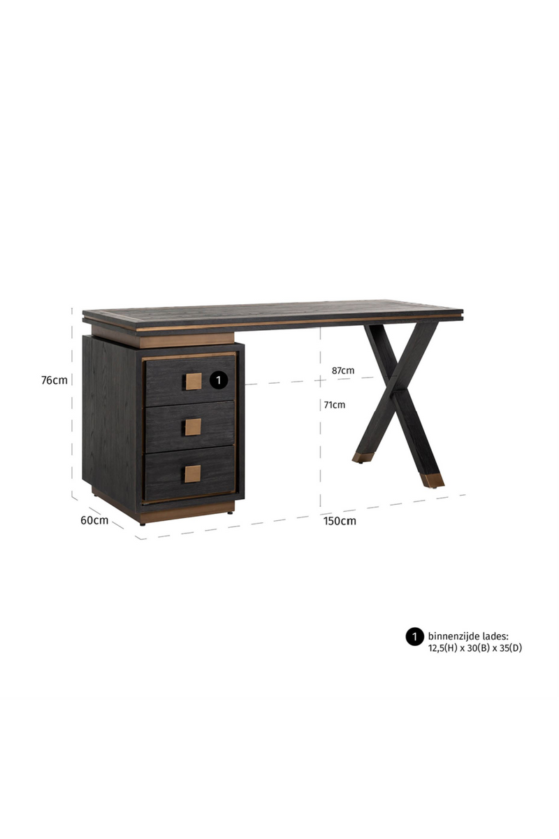 Bureau en bois avec 3 tiroirs | Richmond Hunter | Meubleluxe.fr