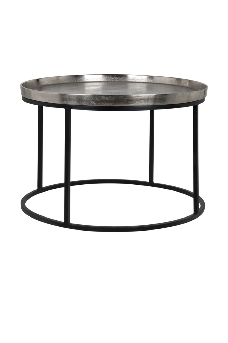 Table basse ronde à plateau argenté | Richmond Lyam | Meubleluxe.fr