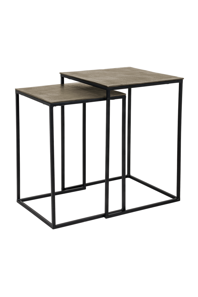 Tables basses gigognes carrées en aluminium doré (2) | Richmond Finn | Meubleluxe.fr