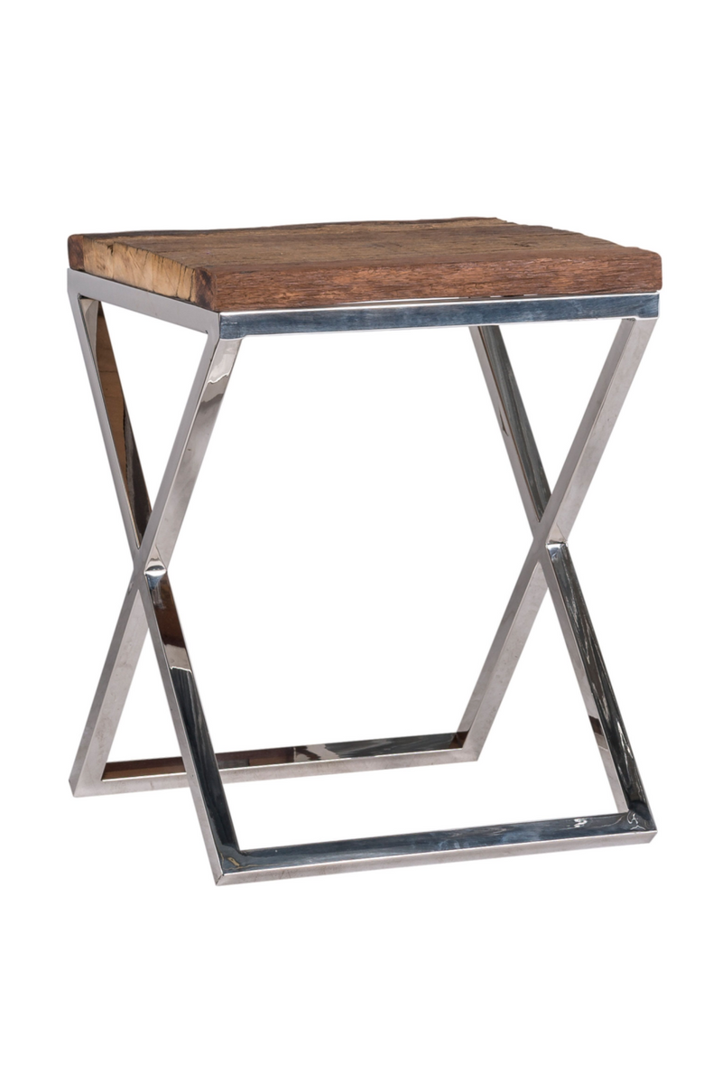 Silver Base Wooden Side Table S | OROA Kensington | OROA