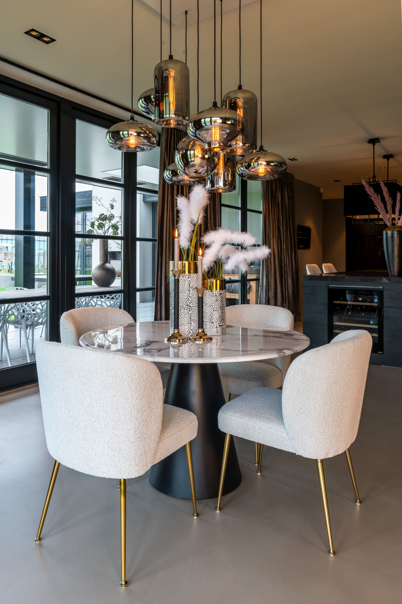 Table de salle à manger ronde à piédestal en marbre blanc | Richmond Degas | Meubleluxe.fr