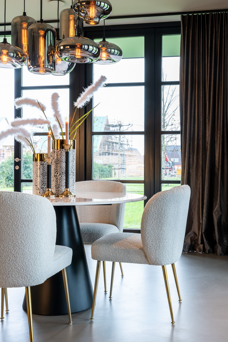 Table de salle à manger ronde à piédestal en marbre blanc | Richmond Degas | Meubleluxe.fr