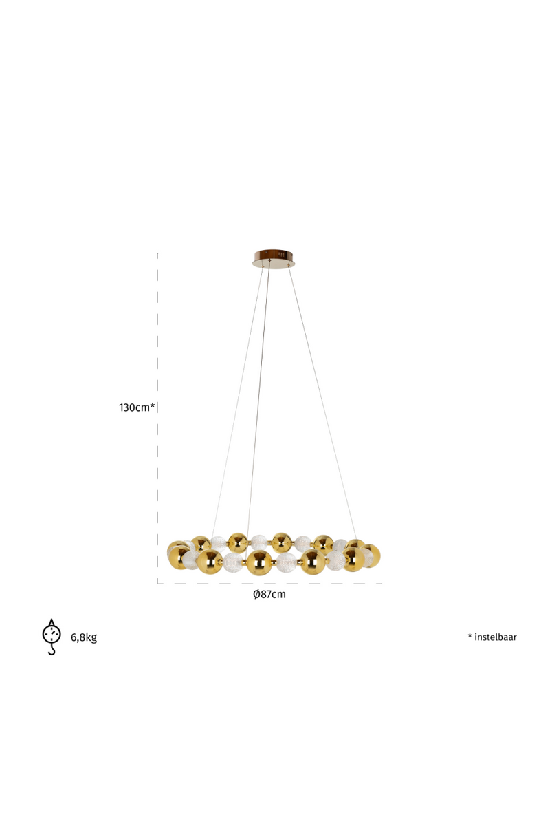 Lampe suspendue à sphères d'or connectées | Richmond Chanda | Meubleluxe.fr