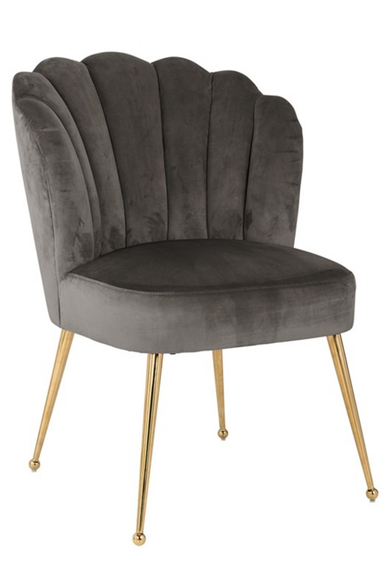 Chaise à pattes d'or en velours de pierre festonnée | Richmond Pippa | Meubleluxe.fr