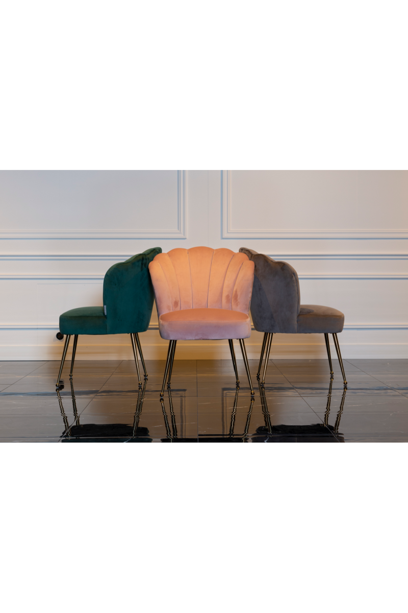 Scalloped Green Velvet Chair | OROA Pippa | Meubleluxe.fr