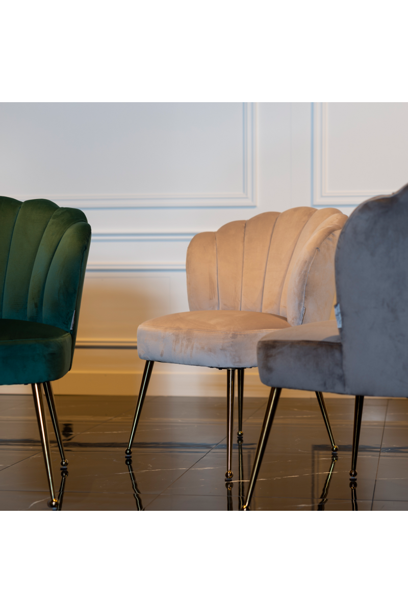 Scalloped Green Velvet Chair | OROA Pippa | Meubleluxe.fr