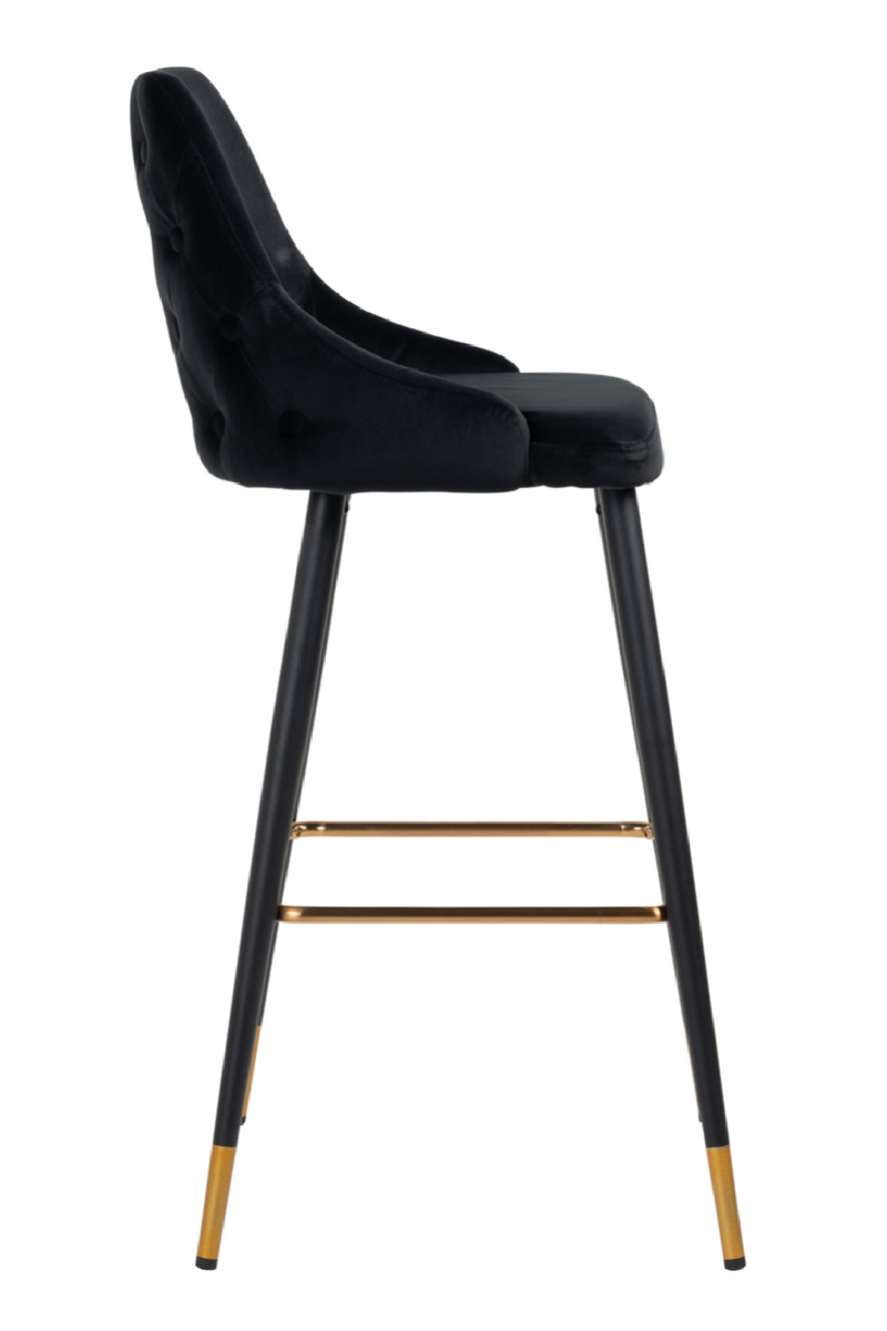 Tabouret de bar d'appoint noir velours or | Richmond Imani | Meubleluxe.fr