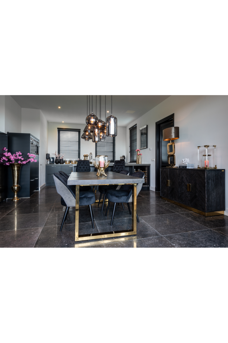 Tabouret de bar d'appoint noir velours or | Richmond Imani | Meubleluxe.fr