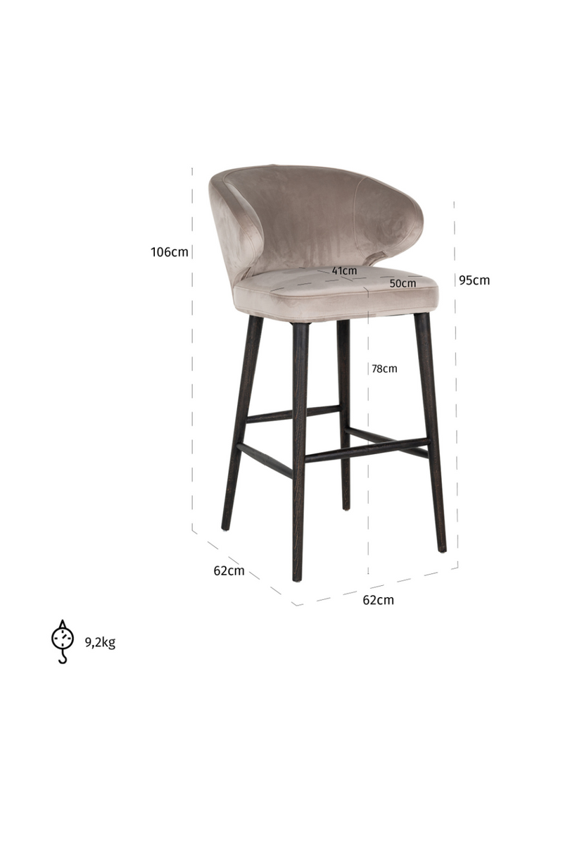 Tabouret de bar moderne en velours | Richmond Indigo | Meubleluxe.fr