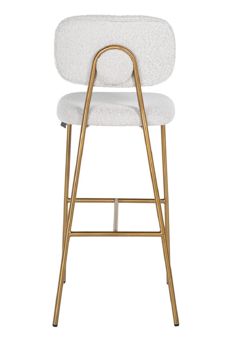 Tabouret de bar encadré d'or Bouclé blanc | Richmond Xenia | Meubleluxe.fr